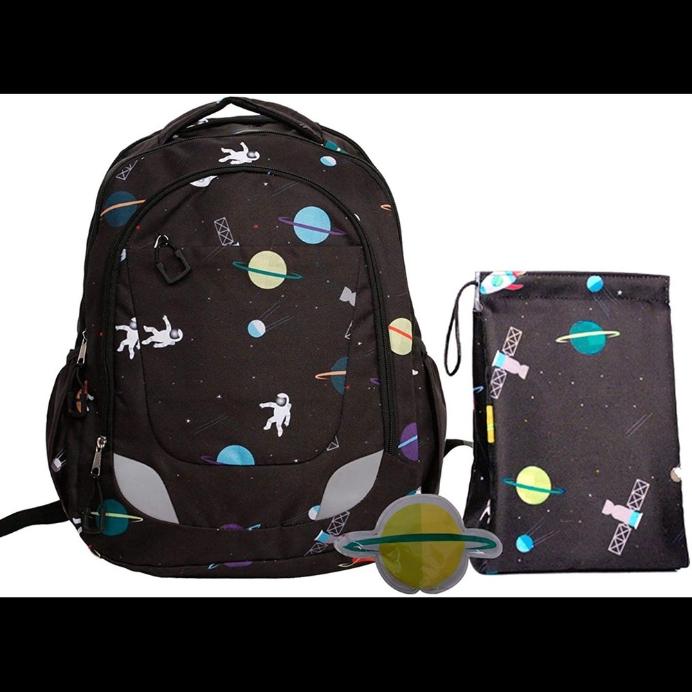Crckt Youth Backpack, 3 Piece Set with Lunch Kit and Matching Ice Pack,space